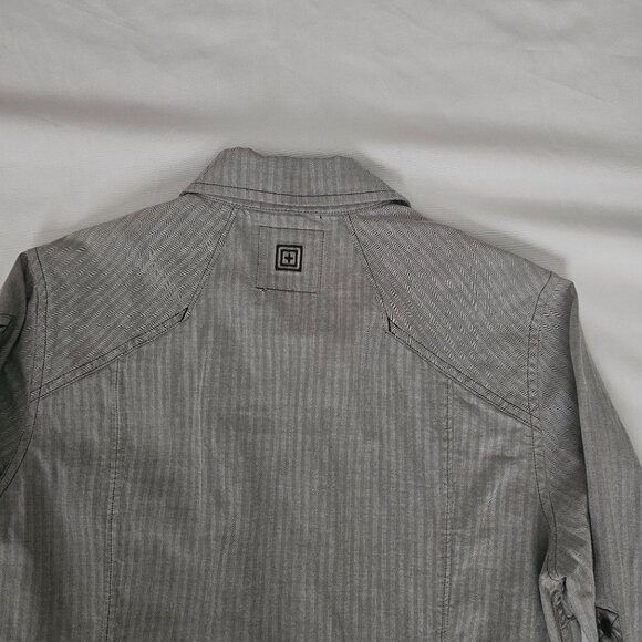 5.11 Tactical Men's Gray Striped Dual Chest Pockets Long Sleeve Shirt Size Small - Picture 5 of 16